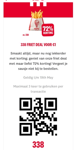 Friet voor €1 en andere deals bij KFC