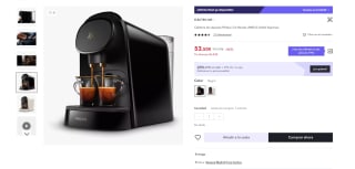 Cafetera de cápsulas marca Philips L'Or Barista LM8012 Doble Espresso color negro por 38,50€ (blanca 49€)