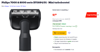 Philips 7000 & 8000 serie XV1684/01 mini turboborstel voor €9,49 bij Bol