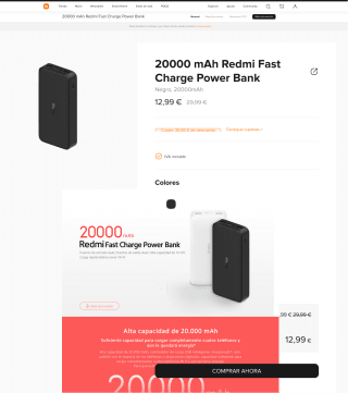 Xiaomi Redmi Power Bank 20000 mAh 18W Fast Charge Negro por solo 12,99€