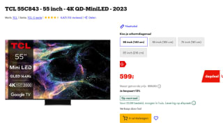 TCL 55C843 4K QD-MiniLED 55 inch 2023 voor €599 bij Bol