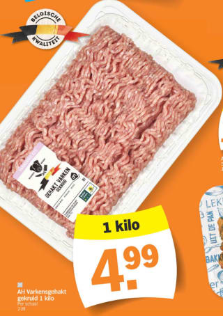 1kg gekruid varkensgehakt voor €4,99 bij Albert Heijn