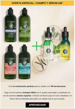 10€ dto en la compra de champú y sérum
