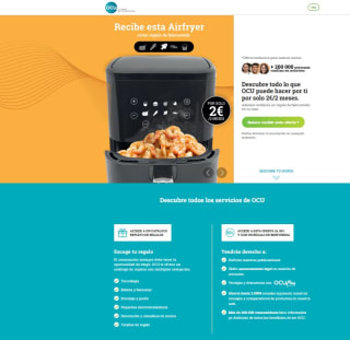 Vuelve Airfryer Gratis con OCU - 2€/2 meses + 50% próximas cuotas (regalo bienvenida)