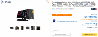 PC Gamer Xtreme CM-05498 Ryzen 5500 RTX 4060 en $17,919 | CyberPuerta