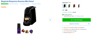 MAGIMIX Nespresso Essenza Mini Zwart + incl. 100 koffiecups voor €69 bij Coolblue