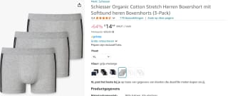 SCHIESSER 95/5 Stretch shorts (3-pack), grijs voor €14,44 bij Amazon