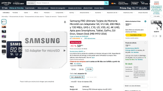 Tarjeta MicroSD Samsung PRO Ultimate 512GB por 50,99€
