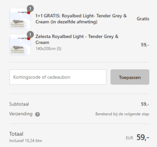 1+1 gratis op Royalbed Light dekbedden bij Zelesta