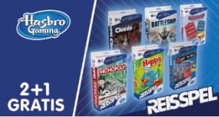 2 + 1 gratis op een selectie reisspellen van Hasbro bij ToyChamp