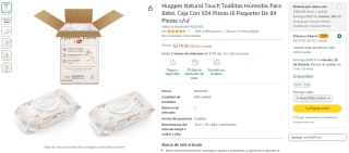 6 Pack Huggies Natural Touch Toallitas Húmedas por $275 en Amazon