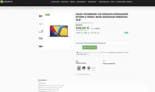 ASUS VIVOBOOK GO E1504FA-NJ1041AMD RYZEN 5 7520U 16GB SSD512GB FREEDOS 15.6" por solo 339€