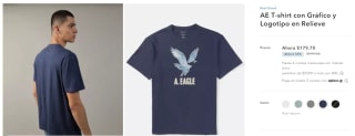 AE T-Shirt con Gráfico y Logotipo en Relieve por $180 en American Eagle