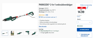 PARKSIDE 2-in-1 onkruidverdelger 2000 W voor €14,99 in de Lidl webshop