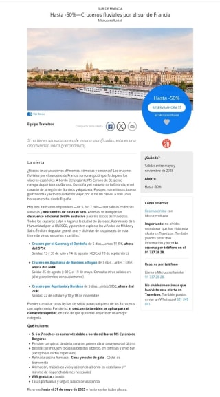 Hasta -50% Cruceros fluviales por el sur de Francia.