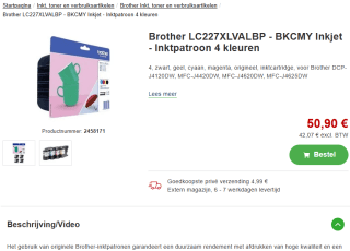 Brother LC-227XLVALBP Inktcartridge 4-kleuren Multipack voor €50,90 bij proshop