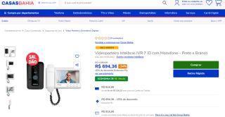 Videoporteiro da Intelbras, modelo IVR 7 ID com Monofone – R$ 694,36