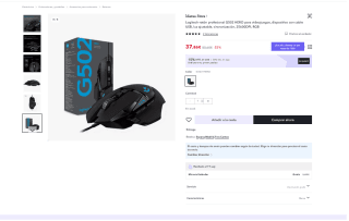 Ráton Logitech G502 HERO poe solo 26,50€