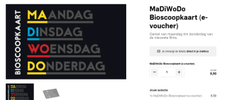 MaDiWoDo Bioscoopkaart (e-voucher) voor €8,50 via de AD