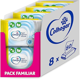 8 paquetes Colhogar Pure Moist Papel Higiénico Húmedo Desechable total 640 toallitas por 15,53€
