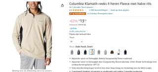 Columbia Klamath Range Fleecetrui voor €13,32 bij Amazon