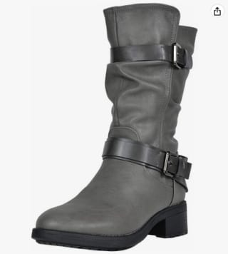 Botas DREAM PAIRS de Tacón Invierno para Mujer de Forrado Piel Sintética Media Pierna Cremallera Hebilla