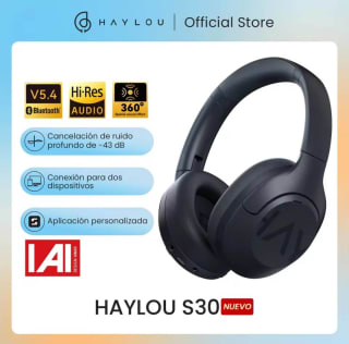 HAYLOU S30 Auriculares Inalámbricos con Cancelación de Ruido 43dB, Bluetooth 5.4, 80H de Autonomía y Sonido Hi-Res por 30,09€