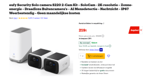 eufy Security Solo camera S220 2-Cam Kit voor €219 bij Bol