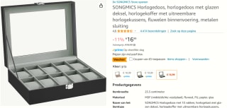 SONGMICS horlogebox met plaats voor 10 horloges voor €11,99 bij Amazon