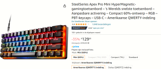SteelSeries Apex Pro Mini Gaming - US Layout toetsenbord voor €129 bij Amazon
