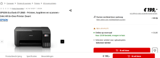 Epson EcoTank ET-2865 all-in-one A4 inkjetprinter met wifi (3 in 1) voor €199 bij de Mediamarkt