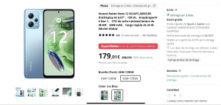 Xiaomi Redmi Note 12 5G de 4GB+128GB por 170,14€ y el de 6GB+128GB 179,01€ Envio desde España