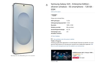 Samsung Galaxy S25, 128GB opslag, Enterprise Edition Zilver voor €709 bij Amazon