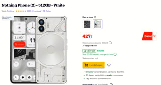 Nothing Phone (2) 512GB Wit 5G voor €427 bij Bol.com