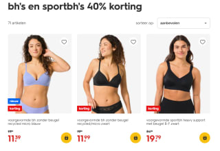 40% korting op alle bh's en sportbh's bij HEMA