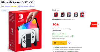 Nintendo Switch OLED voor €309 bij Bol.com