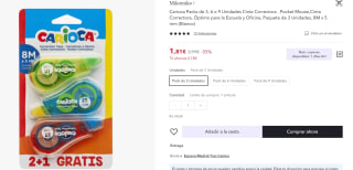 Carioca Packs de 3, cintas correctoras 8mx5mm por 1,81€