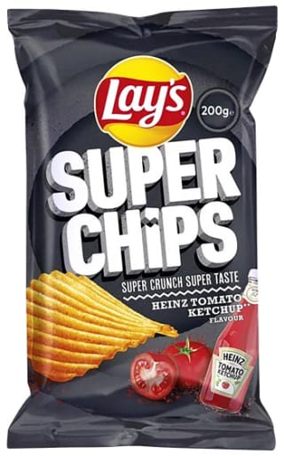 4 zakken Lay's Superchips Tomato Ketchup 200g voor €3 bij Butlon