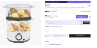 Vaporera eléctrica Jocca para cocinar al vapor con dos alturas por 13.43€
