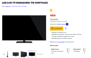Panasonic TN-55W70AEZ 55" TV voor €489 bij Bol