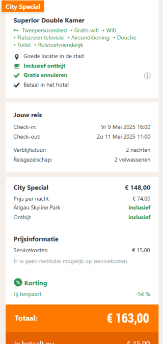 2 overnachtingen in Felix Hotel Kaufbeuren (Duitsland) incl. ontbijt voor €163 voor 2 personen via Hotelspecials