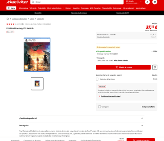 Videojuego Final Fantasy VII: Rebirth PS5 por solo 34,99€