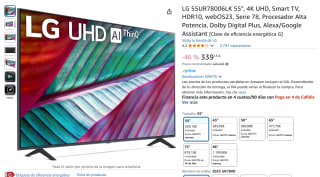 TV LED 55" LG 55UR78006LK, UHD 4K, Inteligente α5 4K Gen6 por 339,15€
