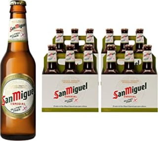 Pack de 24 Botellines x 33 cl San Miguel Especial Gluten Free - Cerveza Dorada Lager 5.4 % Volumen de Alcohol. Por 17,10€