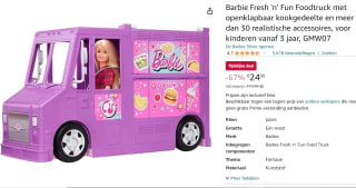 Barbie Fresh 'n' Fun Food Truck en 30 accessoires voor €24,99 bij Amazon