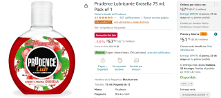Prudence Lubricante Grosella 75ml por $52 en Amazon