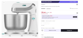 Batidora Amasadora Cecotec Cecomixer Easy blanca por 35.08€ (Cuenta Nueva 23.08€)