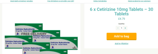 180 x Cetirizine 10mg Hay Fever Tablets for £4.79 at Pharmacy First