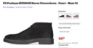 PS Poelman Hudson nubuck veterschoenen voor €32,50 bij Bol