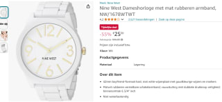 Nine West Dameshorloge NW/1678WTWT voor €25 bij Amazon